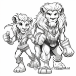 Mighty Warriors: Roaring Lion and Lioness Coloring Pages 1