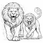 Mighty Warriors: Roaring Lion and Lioness Coloring Pages 2