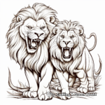 Mighty Warriors: Roaring Lion and Lioness Coloring Pages 3