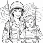 Military Mom and Kids on Memorial Day Coloring Page 3