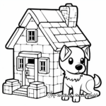 Minecraft Dog House Coloring Pages 1