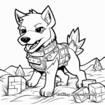 Minecraft Dog in Action: Fighting Mobs Coloring Pages 1