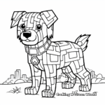 Minecraft Dog in Action: Fighting Mobs Coloring Pages 3
