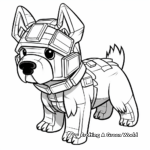 Minecraft Dog in Action: Fighting Mobs Coloring Pages 4