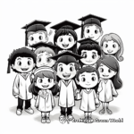 Mix of Students Graduate Group Photo Coloring Page 1