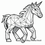 Modern, Geometric-Shaped Unicorn and Rainbow Coloring Pages 1