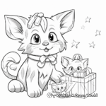 Mom Cat and Kitten Opening Presents on Christmas Coloring Pages 1