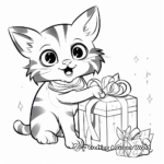 Mom Cat and Kitten Opening Presents on Christmas Coloring Pages 2