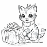 Mom Cat and Kitten Opening Presents on Christmas Coloring Pages 3