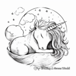 Moonlight Slumber: Sleeping Unicorn Under the Moon Coloring Pages 1