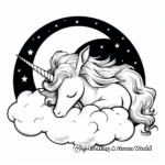 Moonlight Slumber: Sleeping Unicorn Under the Moon Coloring Pages 2