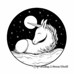 Moonlight Slumber: Sleeping Unicorn Under the Moon Coloring Pages 3
