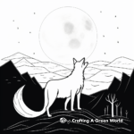 Moonlit Coyote Night Scene Coloring Pages 1