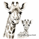 Mother and Baby Giraffe Coloring Pages 1