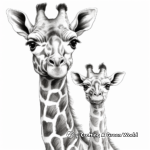 Mother and Baby Giraffe Coloring Pages 2