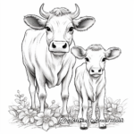 Mother and Baby Strawberry Cow Coloring Pages 1
