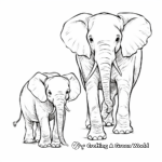 Mother and Calf: Elephant Family Coloring Pages 1