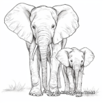 Mother and Calf: Elephant Family Coloring Pages 2