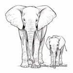 Mother and Calf: Elephant Family Coloring Pages 3