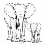 Mother and Calf: Elephant Family Coloring Pages 4