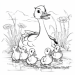 Mother Duck and Ducklings Coloring Pages 1