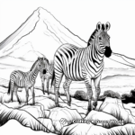 Mountain Zebras Coloring Pages: A Scenic Draw 4