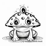 Mushroom Frog Among Raindrops Coloring Page 2