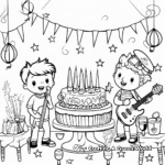 Musical Birthday Party Coloring Pages for Kids 1