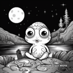 Mysterious Night Scene with Mushroom Frog Coloring Pages 1