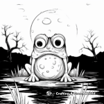 Mysterious Night Scene with Mushroom Frog Coloring Pages 2