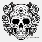 Mystical Day of The Dead Rose Skull Coloring Pages 1
