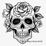 Mystical Day of The Dead Rose Skull Coloring Pages 4