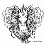 Mystical Fairy-Unicorn Heart Coloring Pages 2
