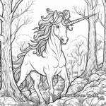 Mystical Unicorn in the Woods Coloring Pages 1