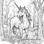 Mystical Unicorn in the Woods Coloring Pages 4