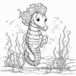 Mystical Unicorn Seahorse Coloring Pages 4
