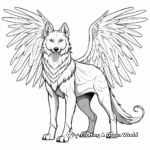 Mystical White Wolf with Wings Coloring Sheets 1