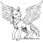 Mystical White Wolf with Wings Coloring Sheets 3