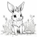 Mythical Bunny Unicorn with Rainbow Coloring Pages 1