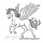 Mythical Unicorn Pegasus with Rainbow Coloring Pages 2
