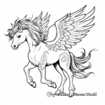 Mythical Unicorn Pegasus with Rainbow Coloring Pages 4
