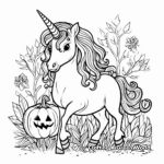 Mythical Unicorn Pumpkin in Forest Coloring Pages 1