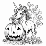 Mythical Unicorn Pumpkin in Forest Coloring Pages 2