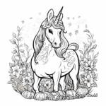 Mythical Unicorn Pumpkin in Forest Coloring Pages 4