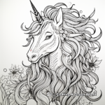 Mythical Unicorn with a Colorful Rainbow Mane Coloring Pages 3