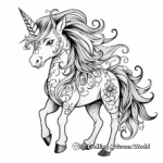 Mythical Unicorn with a Colorful Rainbow Mane Coloring Pages 4