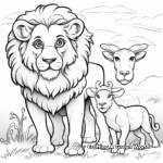 Mythological Lion and Lamb Coloring Pages 1