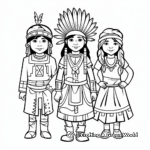 Native American and Pilgrim Friendship Coloring Pages 1