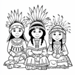 Native American and Pilgrim Friendship Coloring Pages 3