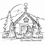 Nativity Scene with Christmas Tree Coloring Pages 3